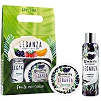 Los mejores  - Leganza Set de Regalo Gel de Ducha y Crema Corporal Soufflé con Yogur y Arándanos Rico y Lujoso Tratamiento Corporal